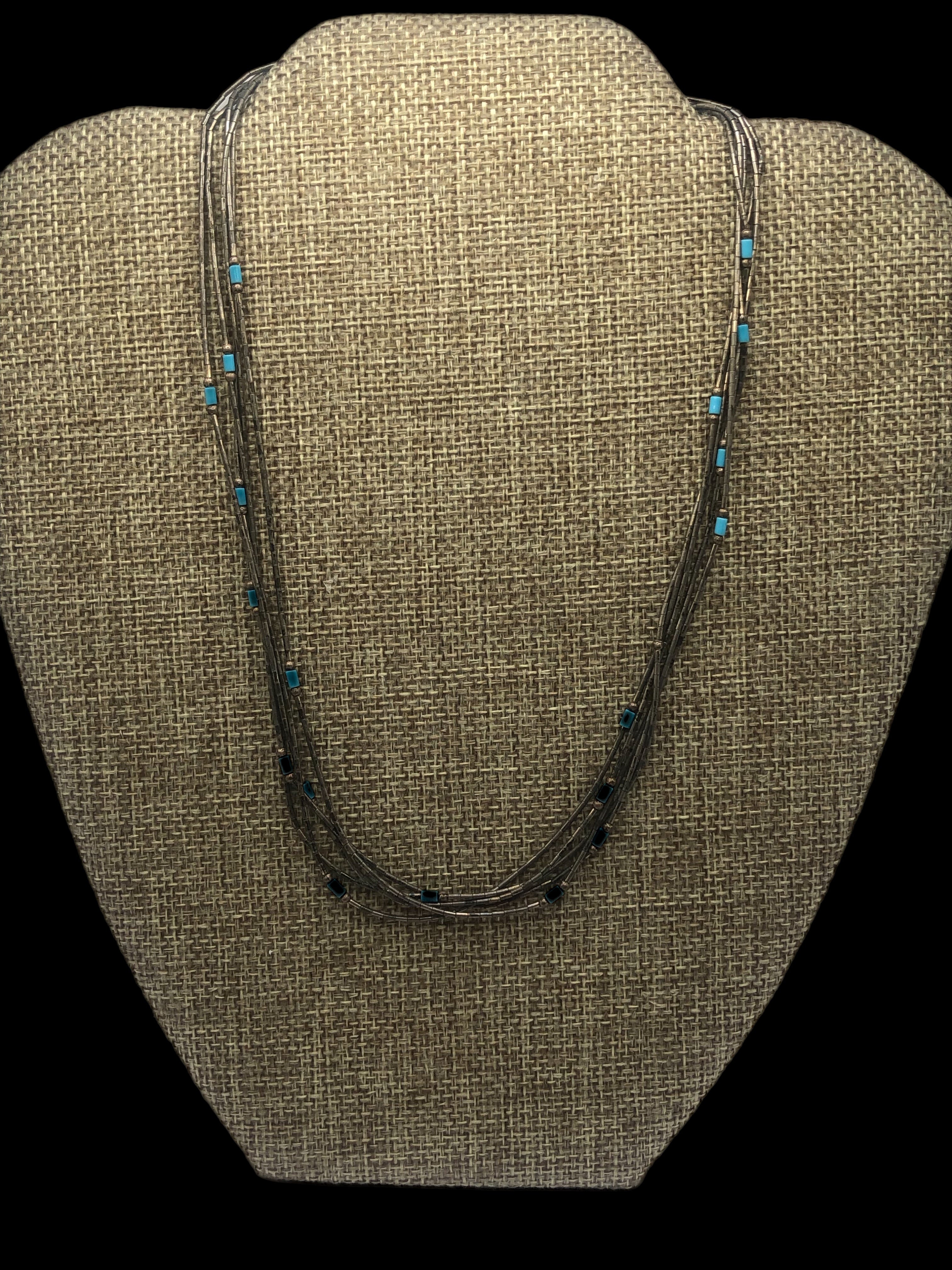 Sterling Multi Strand Silver Turquoise Necklace