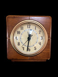 Mid Century Wood Plug In Clock