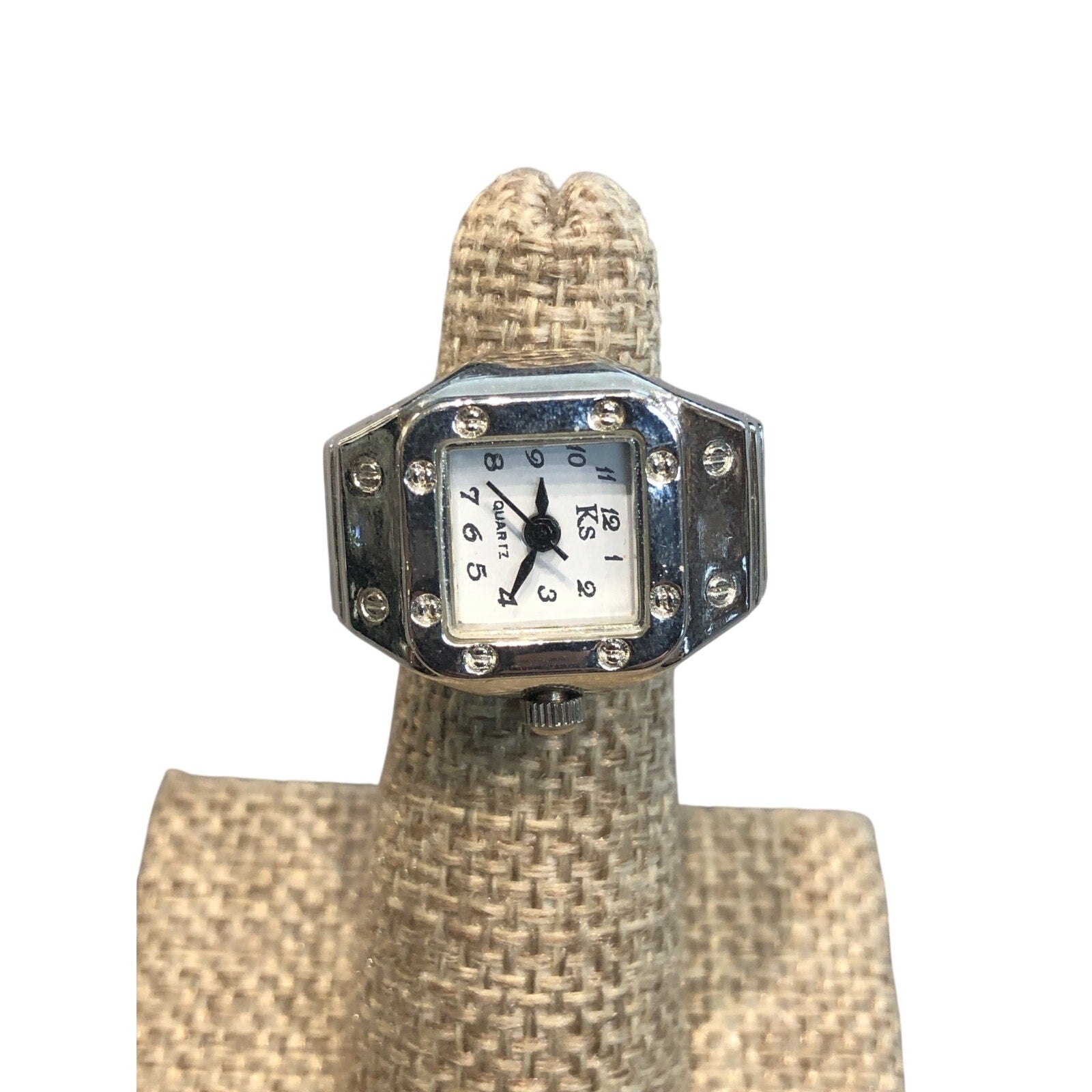 KS quartz square watch ring